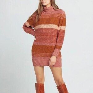 NWT L*Space Serape Stripe Turtleneck Jetsetter Sweater Dress Size Large